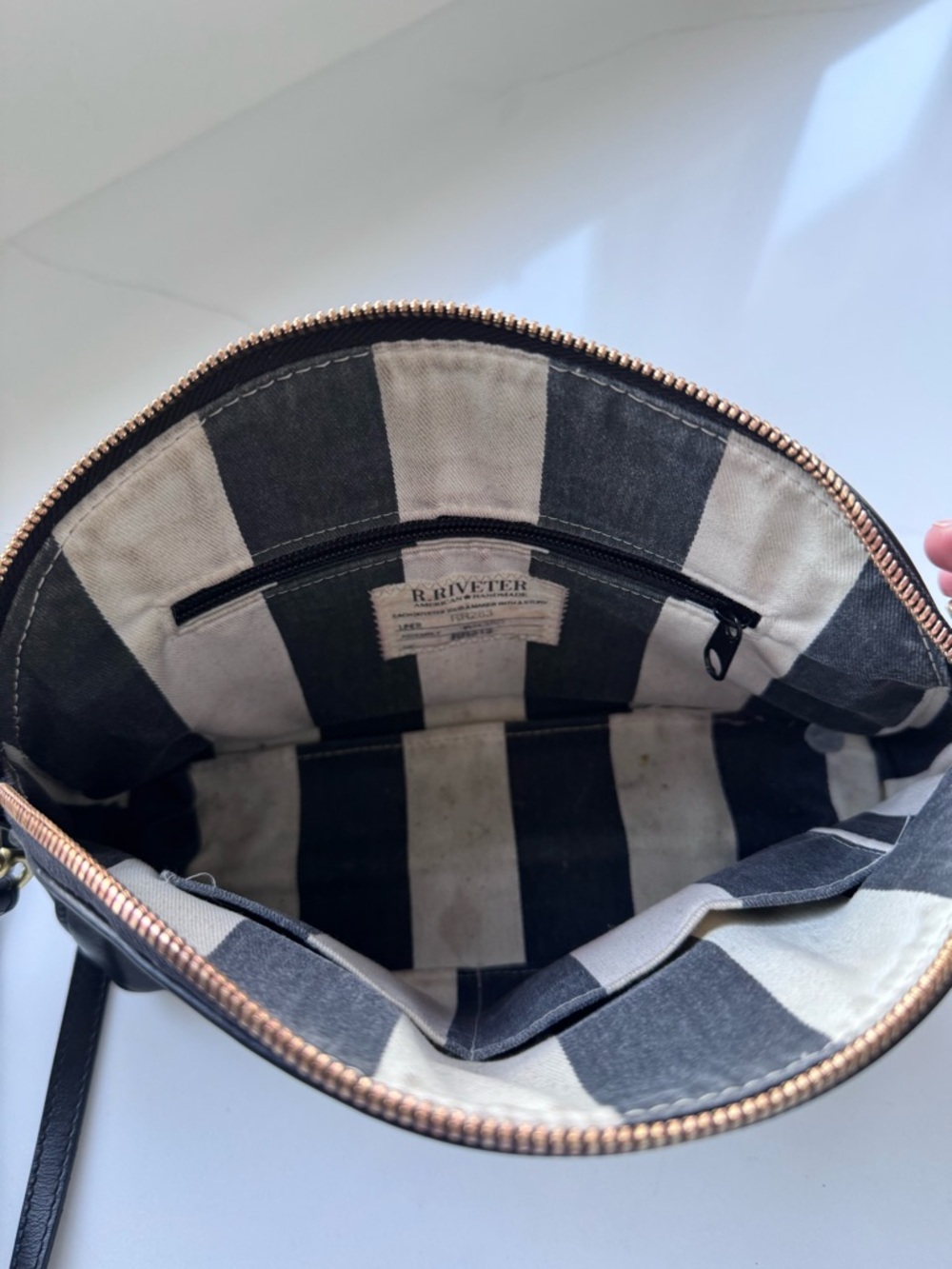 R.RiveterMinimal Leather Dome Crossbody Bag in Black - Picture 5 of 7